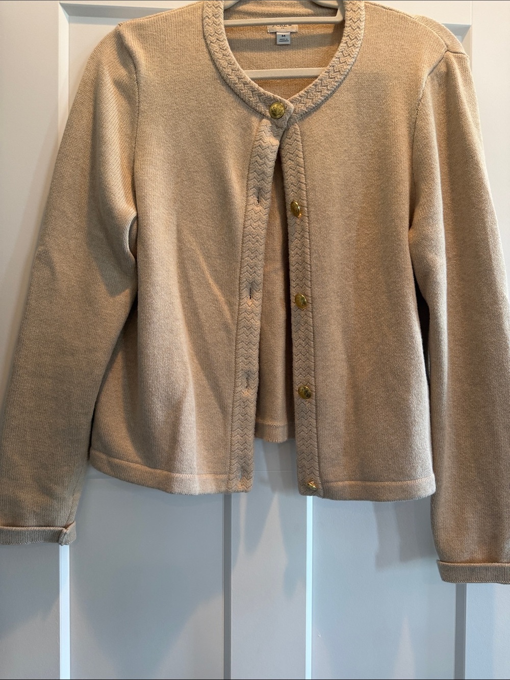 J. Crew Light Beige Knit Cardigan with Gold Buttons
